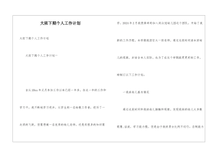 大班下期个人工作计划