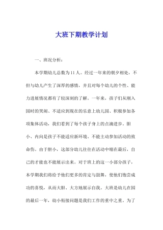 大班下期教学计划