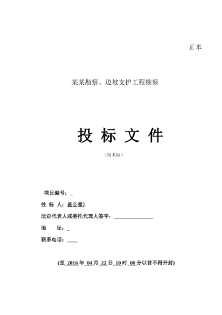 勘察项目投标文件(技术部分)