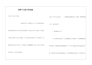 大班个人的工作总结