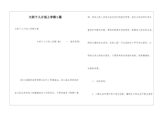 大班个人计划上学期5篇