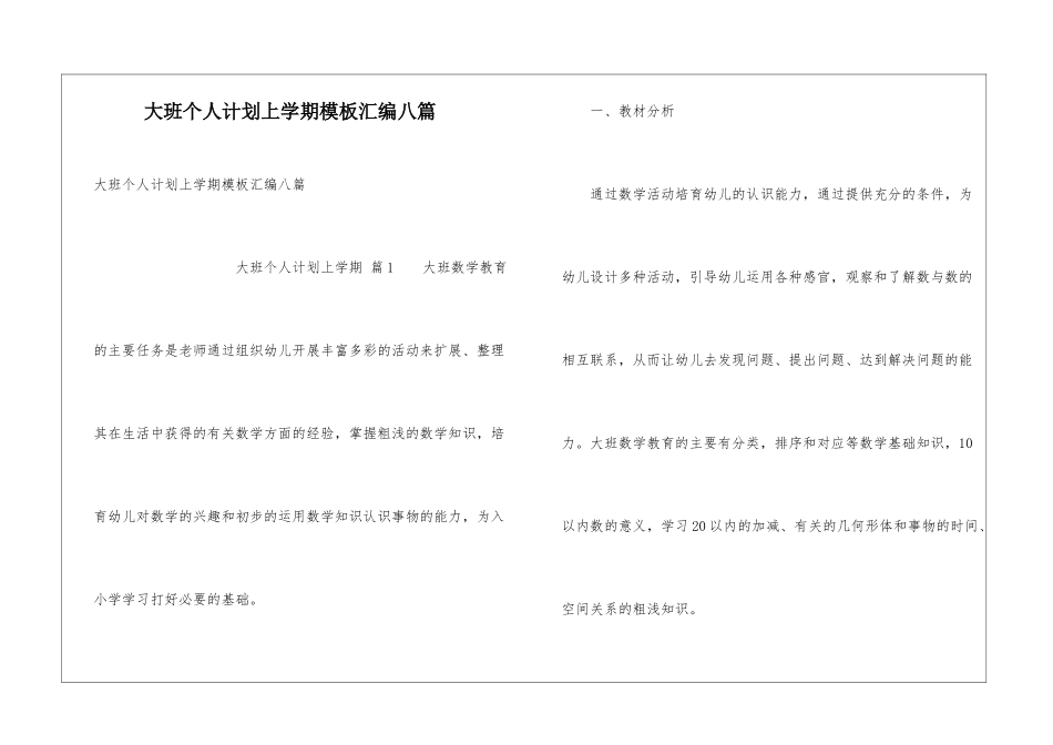 大班个人计划上学期模板汇编八篇_第1页