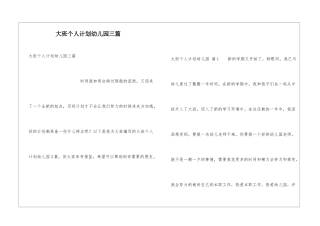 大班个人计划幼儿园三篇