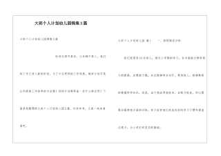 大班个人计划幼儿园锦集5篇