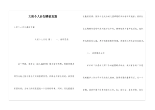 大班个人计划模板五篇
