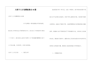 大班个人计划模板集合10篇