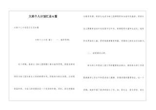 大班个人计划汇总6篇