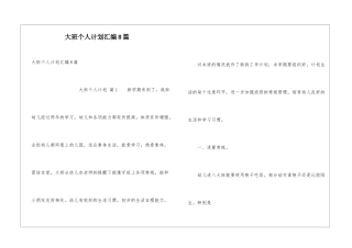 大班个人计划汇编8篇