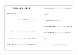 大班个人计划第一学期三篇