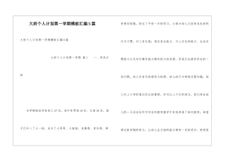 大班个人计划第一学期模板汇编5篇