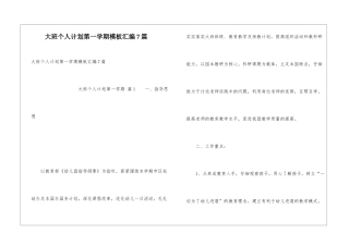 大班个人计划第一学期模板汇编7篇