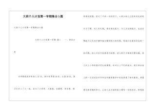 大班个人计划第一学期集合5篇
