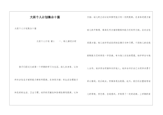 大班个人计划集合十篇