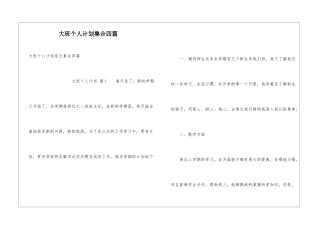 大班个人计划集合四篇