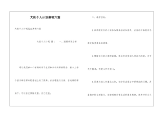 大班个人计划集锦六篇