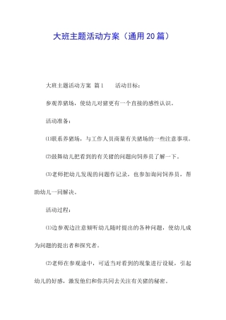 大班主题活动方案