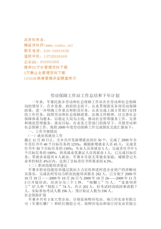 劳动保障工作站工作总结与下年工作计划