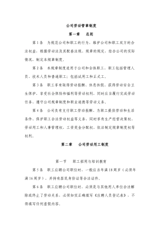 劳动管理规章制度