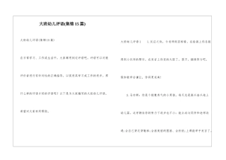 大班幼儿评语