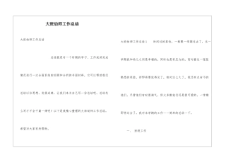 大班幼师工作总结