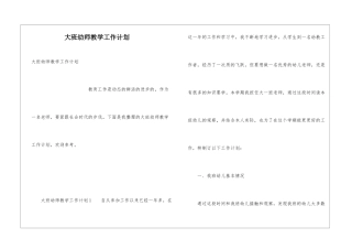 大班幼师教学工作计划