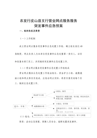 农发行营业网点服务突发事件应急预案