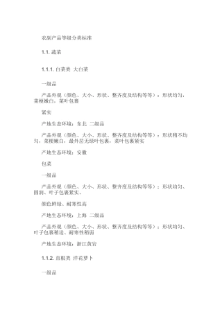 农副产品等级分类标准