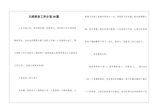 大班班务工作计划10篇