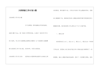 大班班级工作计划3篇
