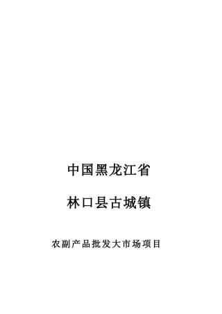 农副产品批发大市场项目可行性研究报告