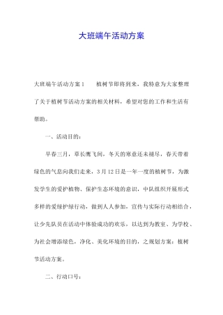 大班端午活动方案