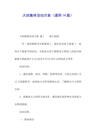 大班集体活动方案