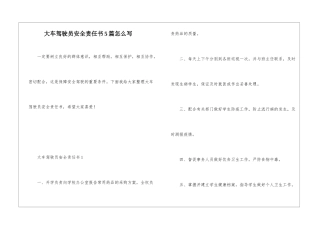 大车驾驶员安全责任书5篇怎么写
