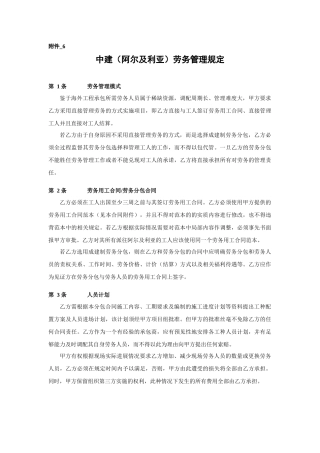 劳务管理规定-中阿公司国际工程管理