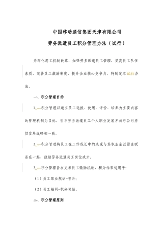 劳务派遣员工积分管理办法(试行)