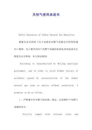 天然气使用承诺书