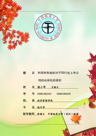 利用财务指标对不同行业上市公司综合排名的探究doc
