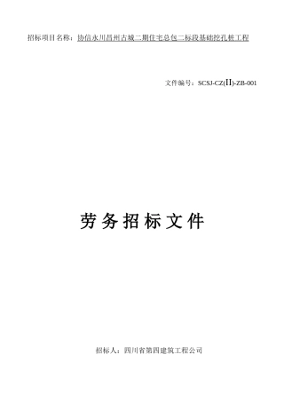 劳务招标文件(挖孔桩)