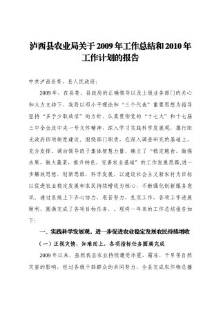 农业局工作计划总结