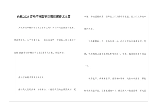 央视2024劳动节特别节目观后感作文5篇