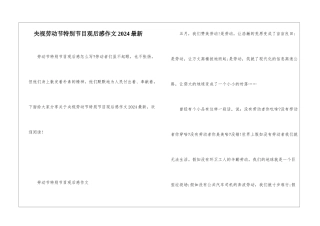 央视劳动节特别节目观后感作文2024最新