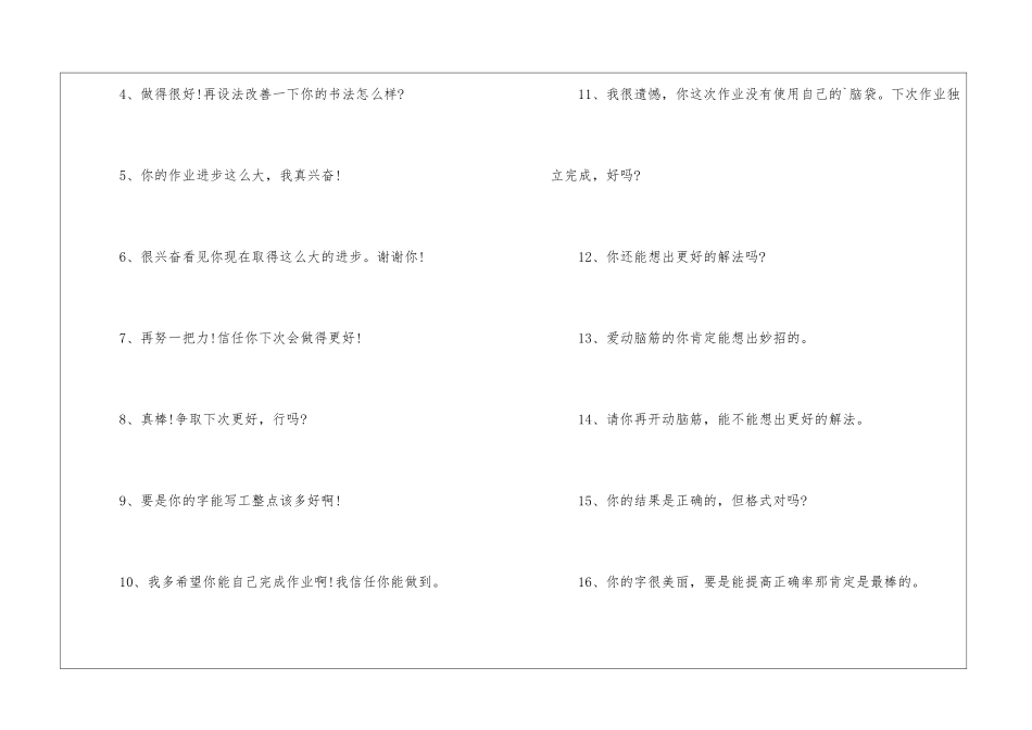 夸赞学生作业的评语_第2页