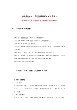 华安科技公司年度发展规划