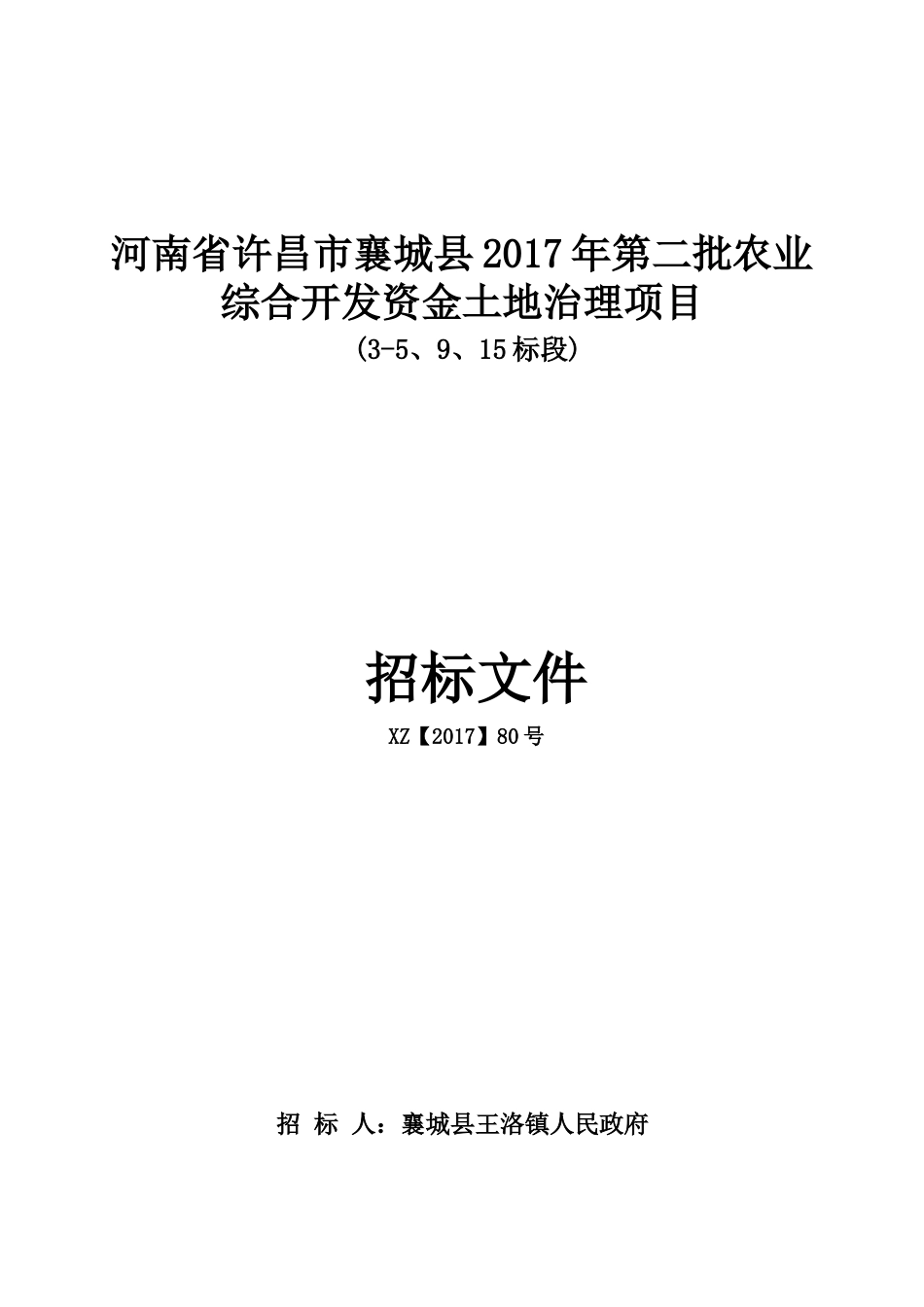农业综合开发资金土地治理项目招标文件_第1页