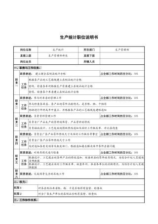 华北光学仪器公司生产管理部生产统计职位说明书
