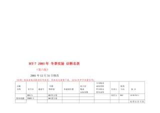 冬季实验与诊断名表