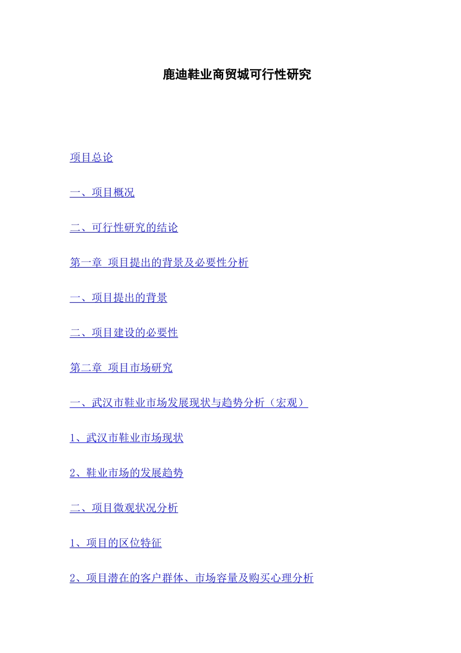 华中鞋业商贸城建设项目可行性研究_第1页