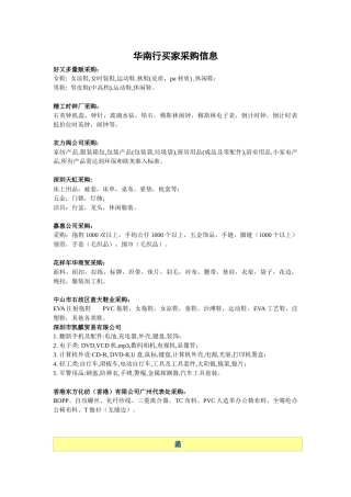 华南行买家采购信息