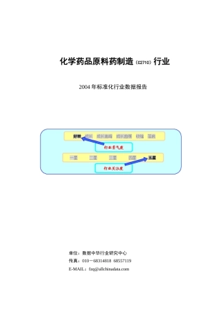 化学药制造行业综合分析报告