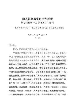 十一届三次全体扩大会议上的工作报告